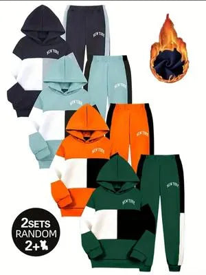 Winter Collection 2 Sets Random 4 Pcs Boy's Printed Tracksuit..