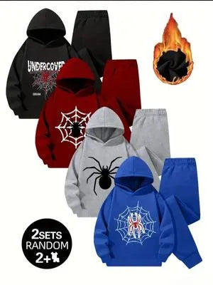 Winter Collection 2 Sets Random 4 Pcs Boy's Printed Tracksuit..