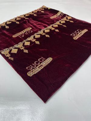 Luxurious Maroon Velvet Embroidered Shawl - Elegant Fashion Statement