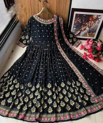 3 Pcs Women's Stitched Shamoz Silk Embroidered Maxi And Trouser