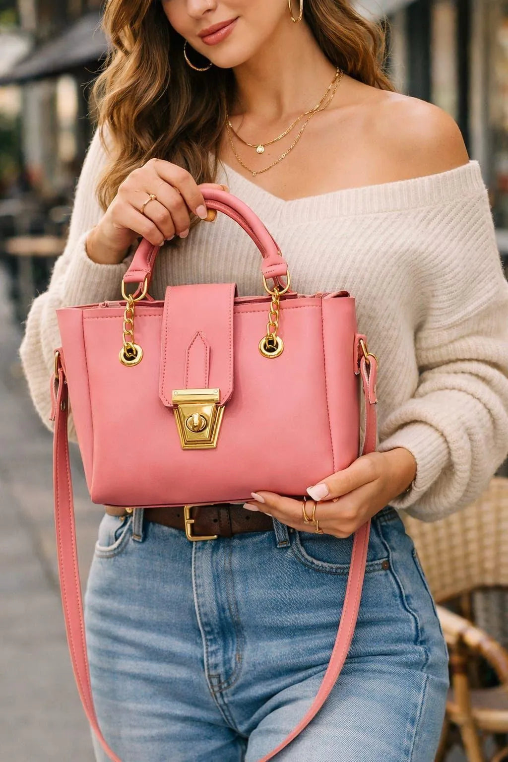 Girl's PU Leather Plain Hand Bag